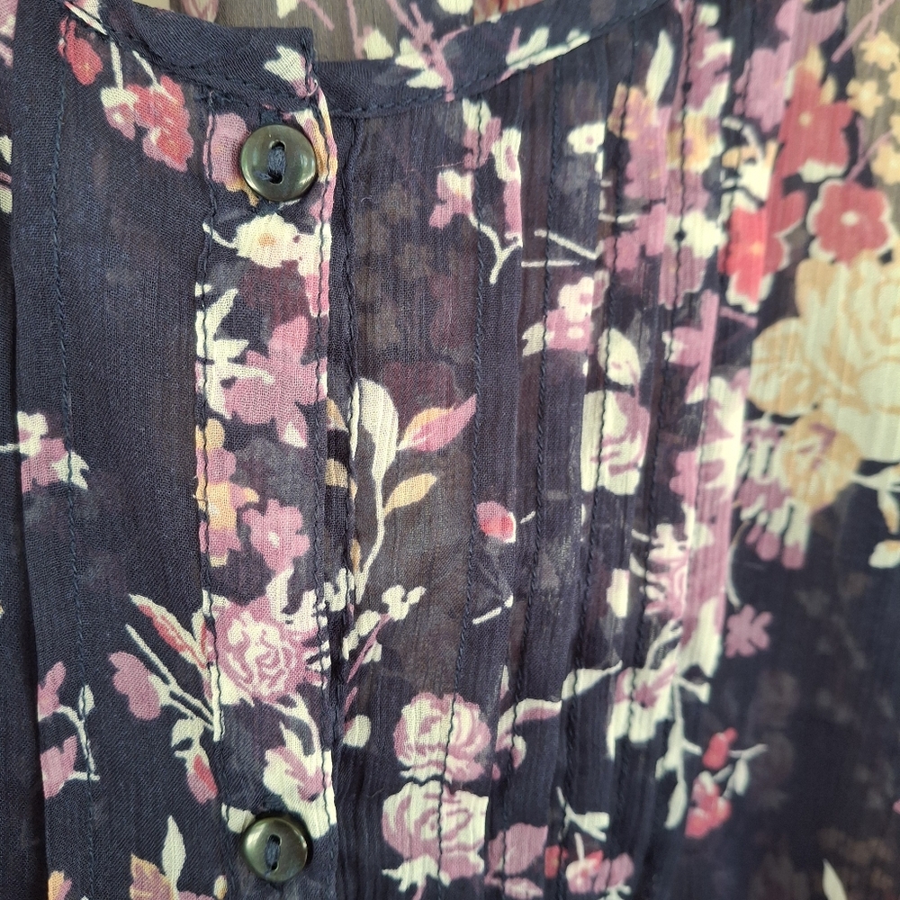 Forever 21 Sheer Sleeveless Blouse Size Small Floral Fairycore Festival Top - Picture 8 of 8